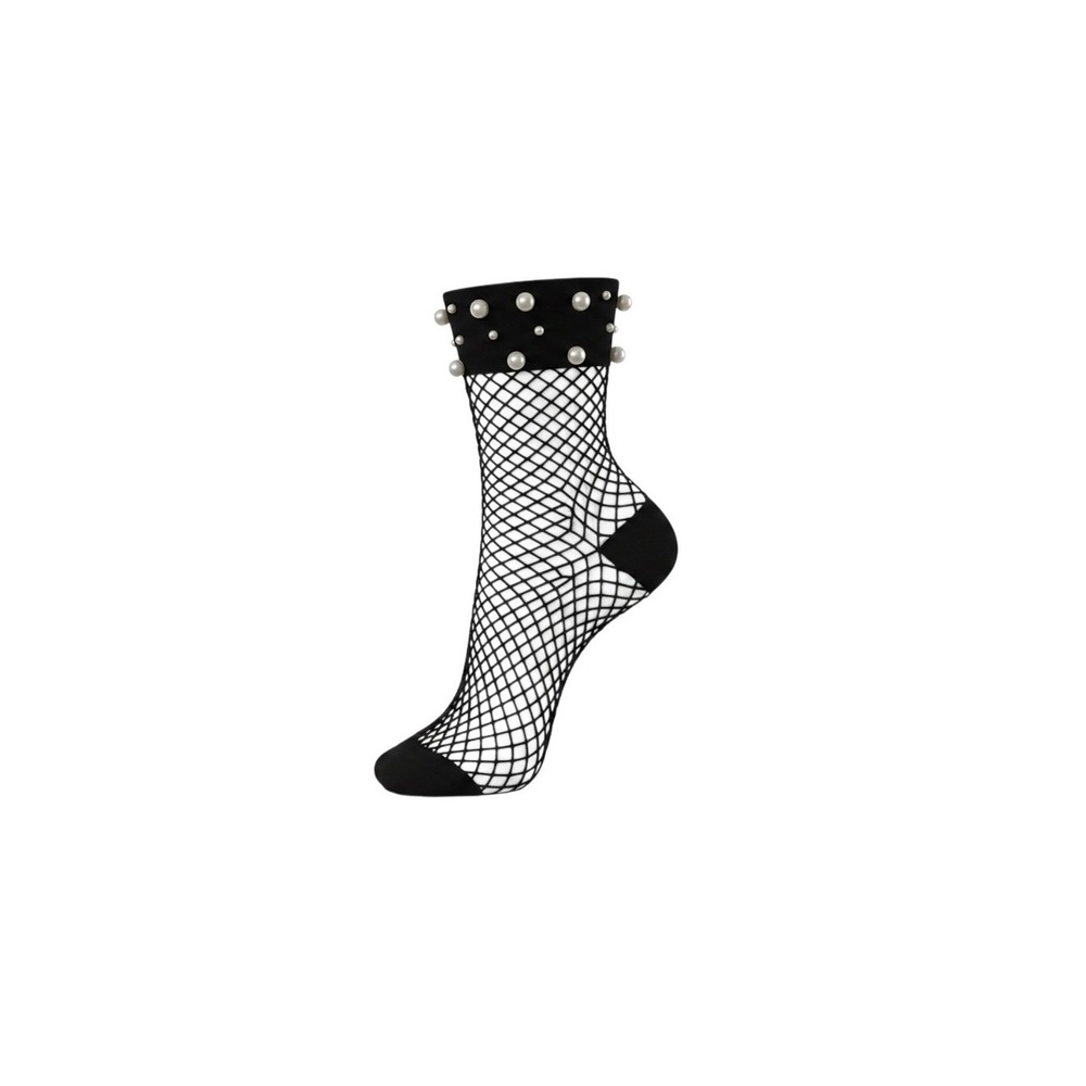 Claire's Fishnet Socks Womens One Size Black Pearl Embellished Ankle Socks